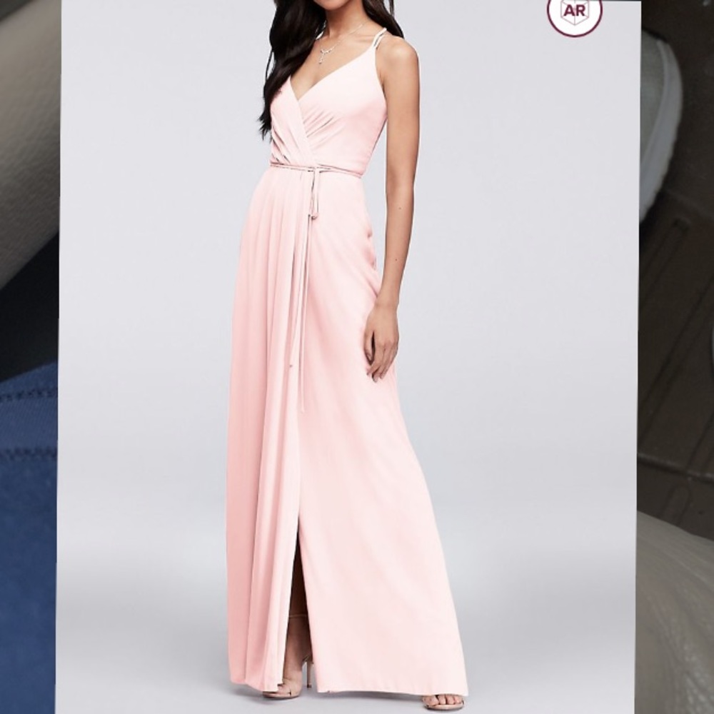 Petal double strap Georgette wrap bridesmaid dress